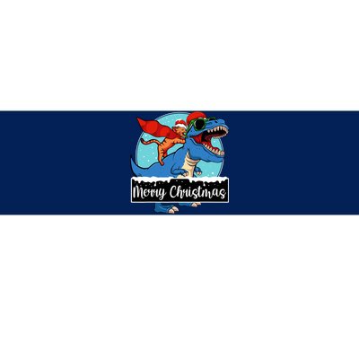 Cat Riding Dinosaur Christmas Pajama Cute Trex Santa Hat Bumper Sticker