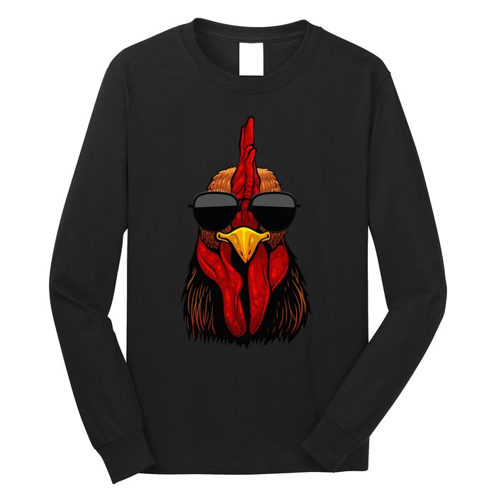 Cool Rooster Design Chicken Rooster Lover Long Sleeve Shirt