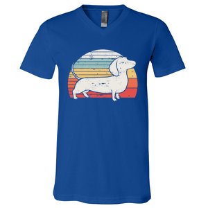 Cool Retro Dachshund Dog Gift Design Weiner Dog Fans Cool Gift V-Neck T-Shirt