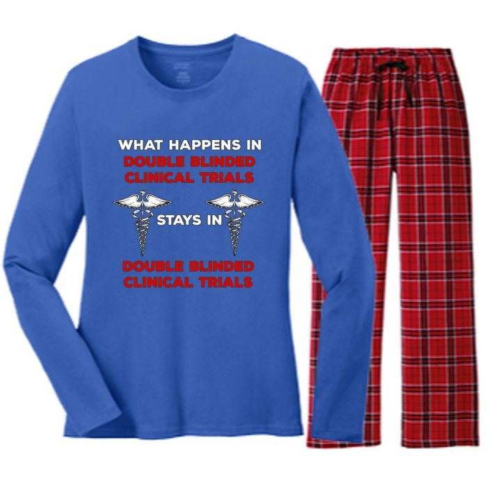 Clinical Research Double Blinded Clinical Trial Humor Gift Women's Long Sleeve Flannel Pajama Set 