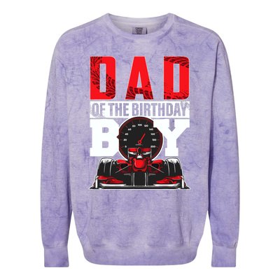 Car Racing Dad Of Birthday Boy Formula Race Car Driver Colorblast Crewneck Sweatshirt