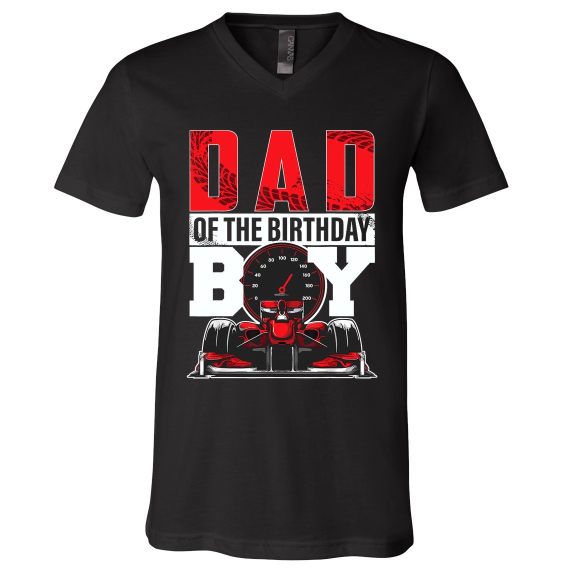 Car Racing Dad Of Birthday Boy Formula Race Car Driver V-Neck T-Shirt