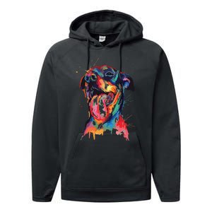 Colorful Rottweiler Dog Lover Dad Mom Boy Girl Funny Performance Fleece Hoodie