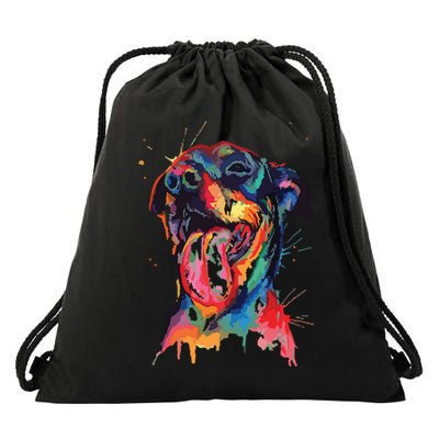 Colorful Rottweiler Dog Lover Dad Mom Boy Girl Funny Drawstring Bag