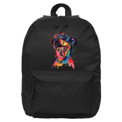 Colorful Rottweiler Dog Lover Dad Mom Boy Girl Funny 16 in Basic Backpack