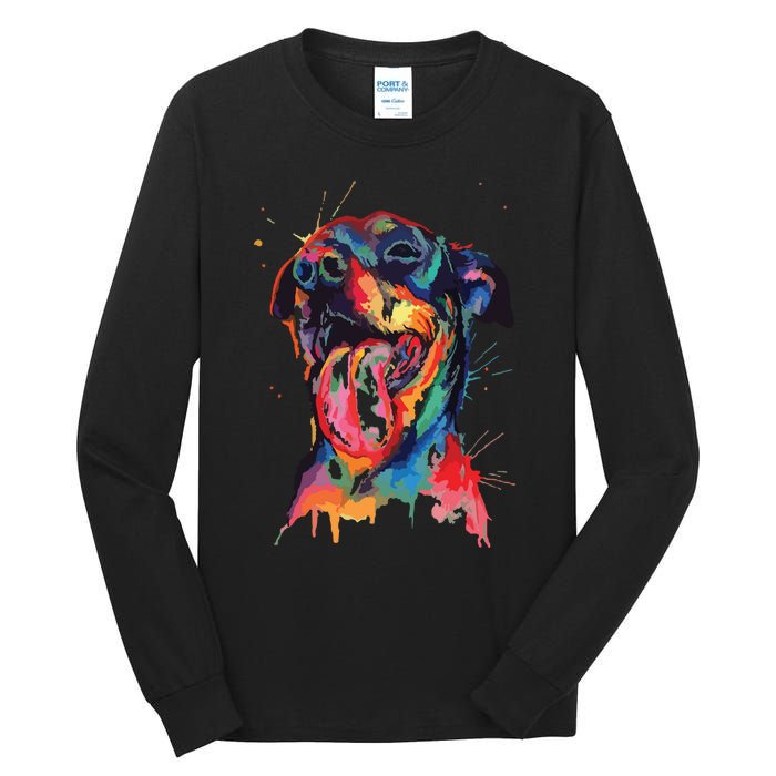 Colorful Rottweiler Dog Lover Dad Mom Boy Girl Funny Tall Long Sleeve T-Shirt