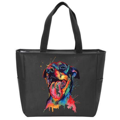 Colorful Rottweiler Dog Lover Dad Mom Boy Girl Funny Zip Tote Bag