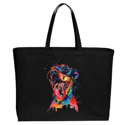 Colorful Rottweiler Dog Lover Dad Mom Boy Girl Funny Cotton Canvas Jumbo Tote