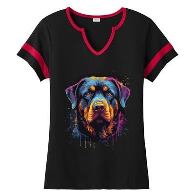 Cute Rottweiler Dog Lover Colorful Men Women Ladies Halftime Notch Neck Tee