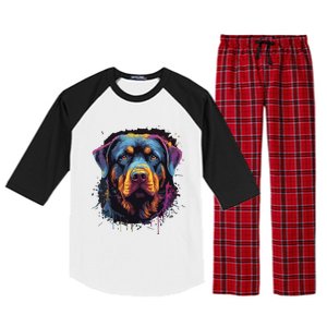 Cute Rottweiler Dog Lover Colorful Men Women Raglan Sleeve Pajama Set