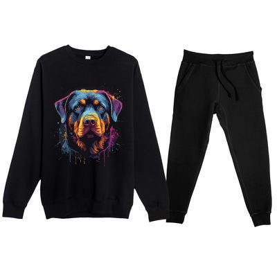 Cute Rottweiler Dog Lover Colorful Men Women Premium Crewneck Sweatsuit Set