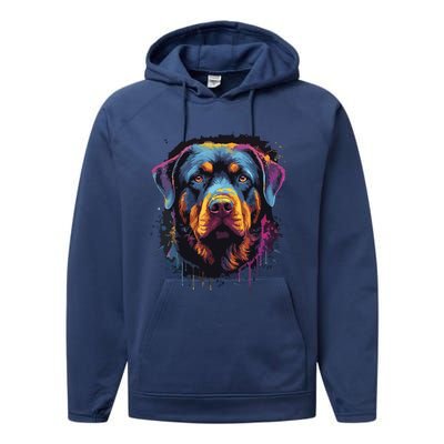 Cute Rottweiler Dog Lover Colorful Men Women Performance Fleece Hoodie