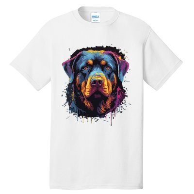 Cute Rottweiler Dog Lover Colorful Men Women Tall T-Shirt