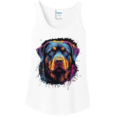 Cute Rottweiler Dog Lover Colorful Men Women Ladies Essential Tank