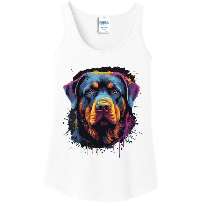 Cute Rottweiler Dog Lover Colorful Men Women Ladies Essential Tank