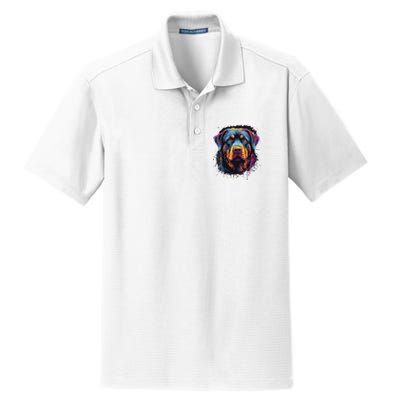 Cute Rottweiler Dog Lover Colorful Men Women Dry Zone Grid Polo