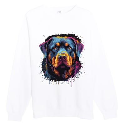 Cute Rottweiler Dog Lover Colorful Men Women Premium Crewneck Sweatshirt