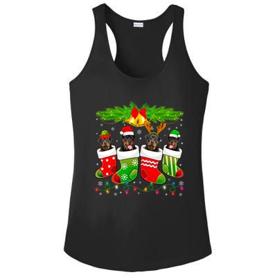 Cute Rottweiler Dog In Sock Christmas Santa Xmas Dog Great Gift Ladies PosiCharge Competitor Racerback Tank