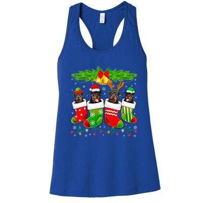 Cute Rottweiler Dog In Sock Christmas Santa Xmas Dog Great Gift Women's Racerback Tank