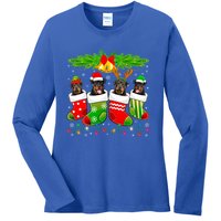 Cute Rottweiler Dog In Sock Christmas Santa Xmas Dog Great Gift Ladies Long Sleeve Shirt