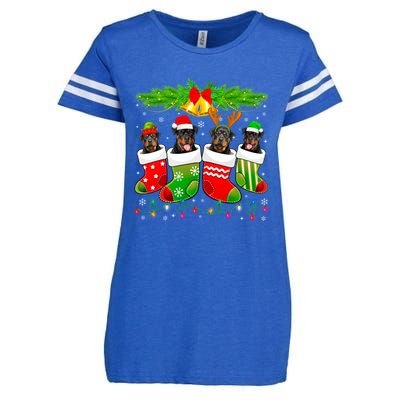 Cute Rottweiler Dog In Sock Christmas Santa Xmas Dog Great Gift Enza Ladies Jersey Football T-Shirt