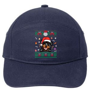 Cute Rottweiler Dog Ugly Christmas Santa Hat Xmas Gift 7-Panel Snapback Hat