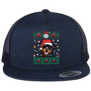 Cute Rottweiler Dog Ugly Christmas Santa Hat Xmas Gift Flat Bill Trucker Hat