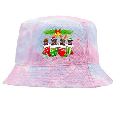 Cute Rottweiler Dog In Sock Christmas Santa Xmas Dog Cute Gift Tie-Dyed Bucket Hat