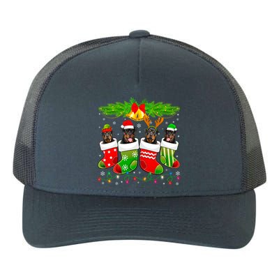 Cute Rottweiler Dog In Sock Christmas Santa Xmas Dog Cute Gift Yupoong Adult 5-Panel Trucker Hat