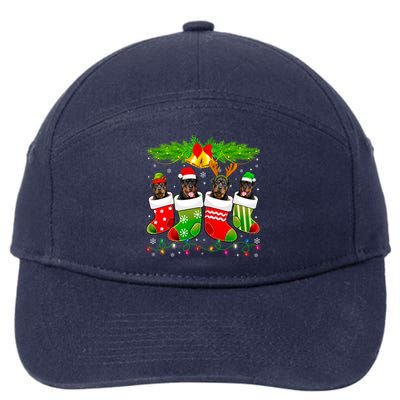 Cute Rottweiler Dog In Sock Christmas Santa Xmas Dog Cute Gift 7-Panel Snapback Hat