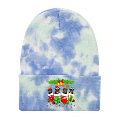 Cute Rottweiler Dog In Sock Christmas Santa Xmas Dog Cute Gift Tie Dye 12in Knit Beanie