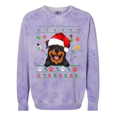 Cute Rottweiler Dog Xmas Santa Funny Ugly Christmas Gift Colorblast Crewneck Sweatshirt