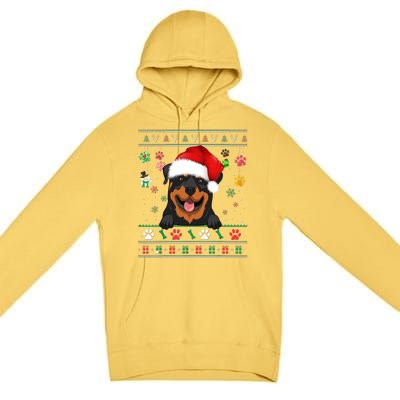 Cute Rottweiler Dog Xmas Santa Funny Ugly Christmas Gift Premium Pullover Hoodie