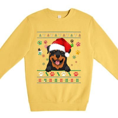 Cute Rottweiler Dog Xmas Santa Funny Ugly Christmas Gift Premium Crewneck Sweatshirt