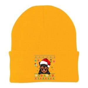 Cute Rottweiler Dog Xmas Santa Funny Ugly Christmas Gift Knit Cap Winter Beanie