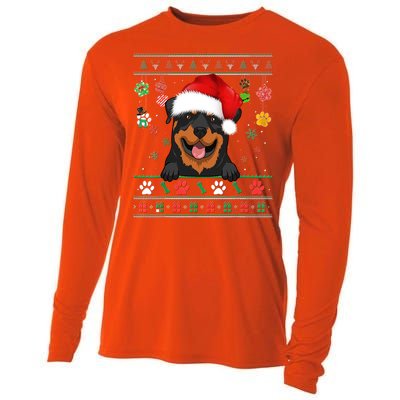 Cute Rottweiler Dog Xmas Santa Funny Ugly Christmas Gift Cooling Performance Long Sleeve Crew