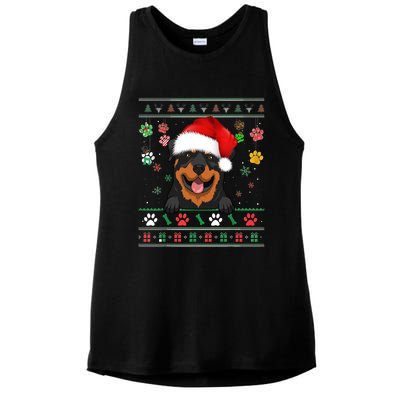 Cute Rottweiler Dog Xmas Santa Funny Ugly Christmas Gift Ladies PosiCharge Tri-Blend Wicking Tank