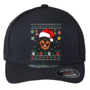 Cute Rottweiler Dog Xmas Santa Funny Ugly Christmas Gift Flexfit Unipanel Trucker Cap