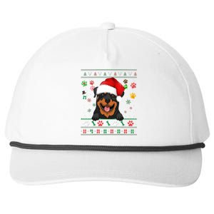 Cute Rottweiler Dog Xmas Santa Funny Ugly Christmas Gift Snapback Five-Panel Rope Hat