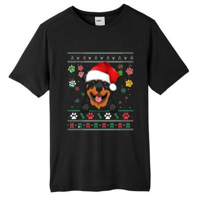 Cute Rottweiler Dog Xmas Santa Funny Ugly Christmas Gift Tall Fusion ChromaSoft Performance T-Shirt