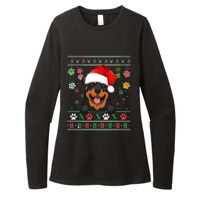 Cute Rottweiler Dog Xmas Santa Funny Ugly Christmas Gift Womens CVC Long Sleeve Shirt