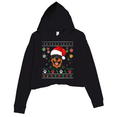 Cute Rottweiler Dog Xmas Santa Funny Ugly Christmas Gift Crop Fleece Hoodie