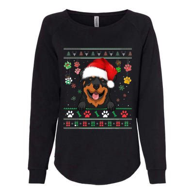 Cute Rottweiler Dog Xmas Santa Funny Ugly Christmas Gift Womens California Wash Sweatshirt