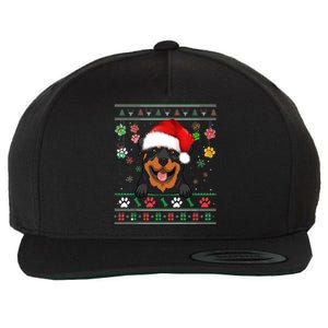 Cute Rottweiler Dog Xmas Santa Funny Ugly Christmas Gift Wool Snapback Cap