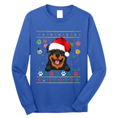 Cute Rottweiler Dog Xmas Santa Funny Ugly Christmas Gift Long Sleeve Shirt