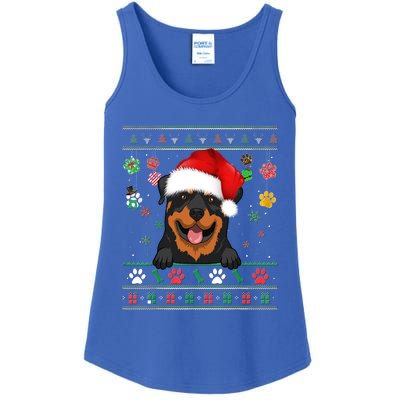 Cute Rottweiler Dog Xmas Santa Funny Ugly Christmas Gift Ladies Essential Tank