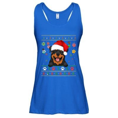 Cute Rottweiler Dog Xmas Santa Funny Ugly Christmas Gift Ladies Essential Flowy Tank