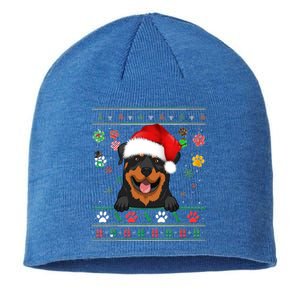 Cute Rottweiler Dog Xmas Santa Funny Ugly Christmas Gift Sustainable Beanie