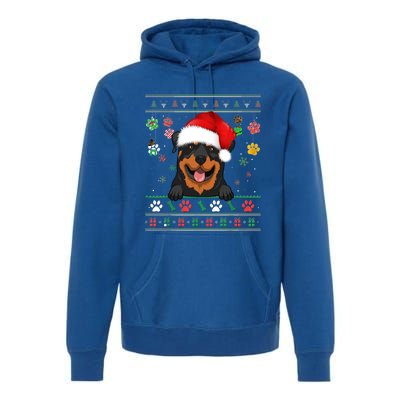 Cute Rottweiler Dog Xmas Santa Funny Ugly Christmas Gift Premium Hoodie