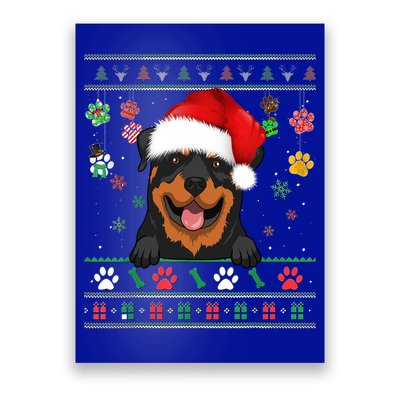 Cute Rottweiler Dog Xmas Santa Funny Ugly Christmas Gift Poster